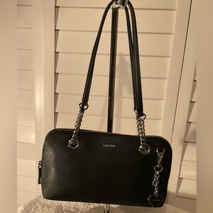 Calvin Klein Black Chain-Accent Shoulder Bag